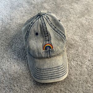 American Eagle Faded Denim Hat Adjustable - Rainbow - Pride -Size O/S